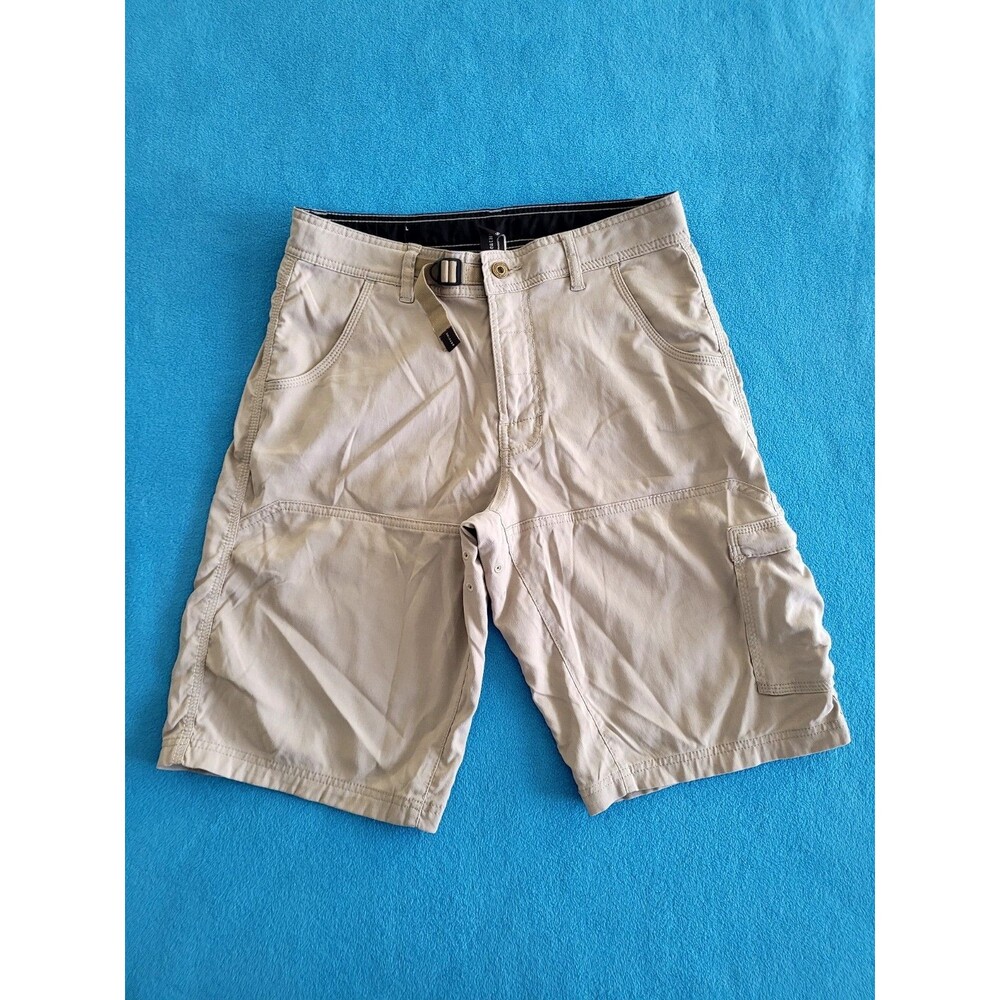 Prana Stretch Zion Cargo Shorts Men's size S Khaki Tan Belted Outdoor Breathe